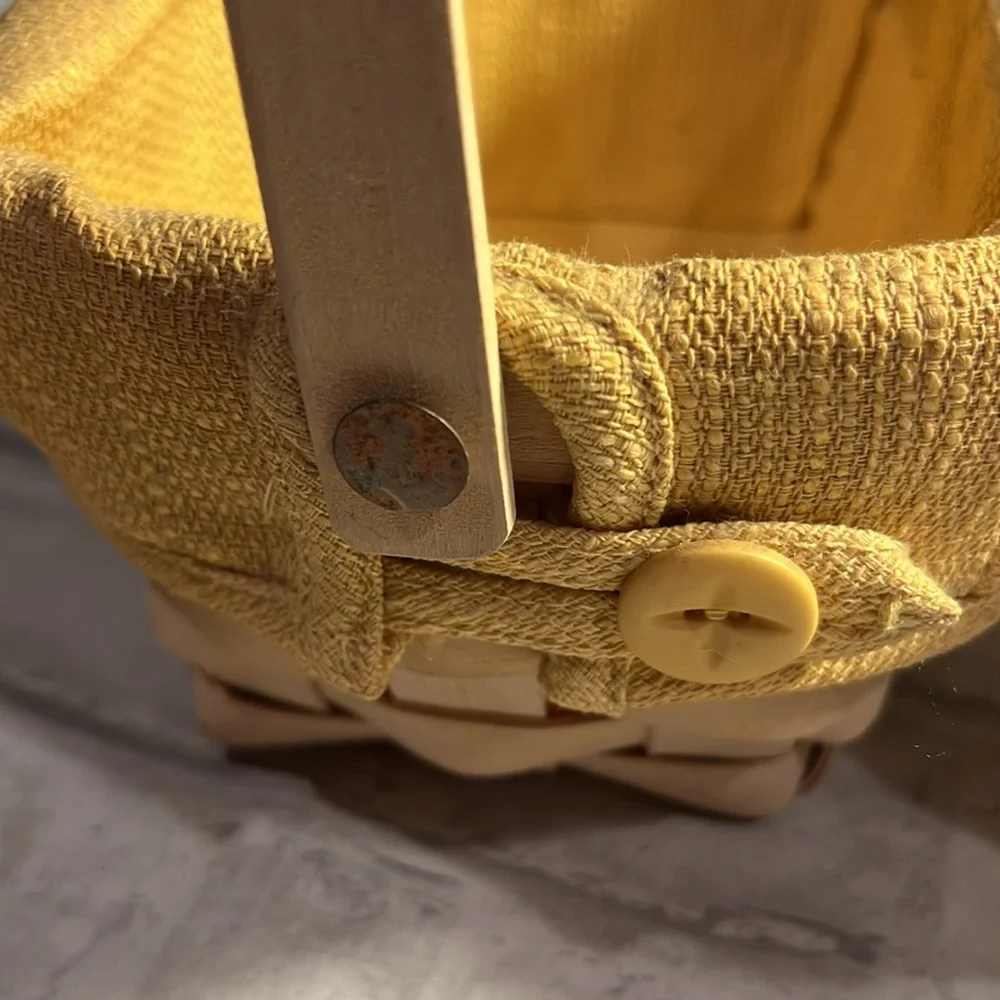 Longaberger kiddie purse mini wooden basket with plastic liner yellow fabric